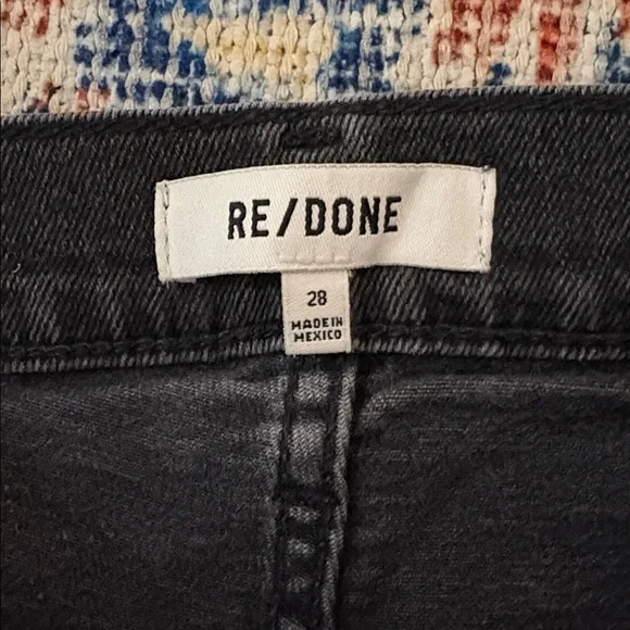 RE/DONE 70s High Rise Stove Pipe Jeans in Inky Black SZ 28 EUC - Picture 4 of 6